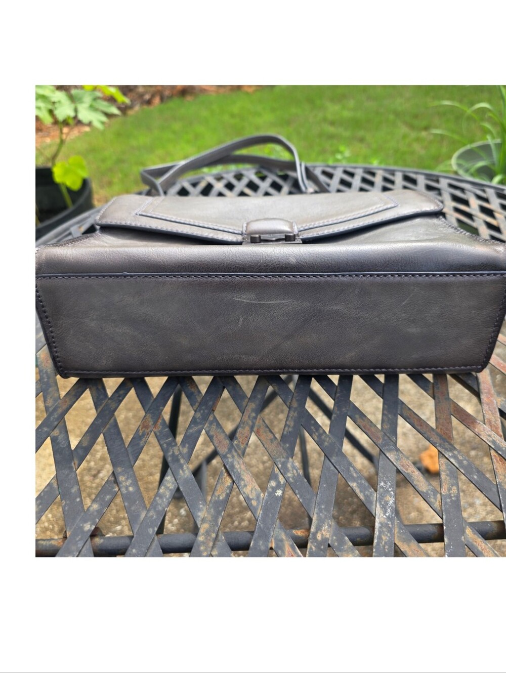 FRYE‎ Alex Flap Shoulder Convertible Crossbody Bag Shadow Grey Leather Push Lock - Picture 8 of 17